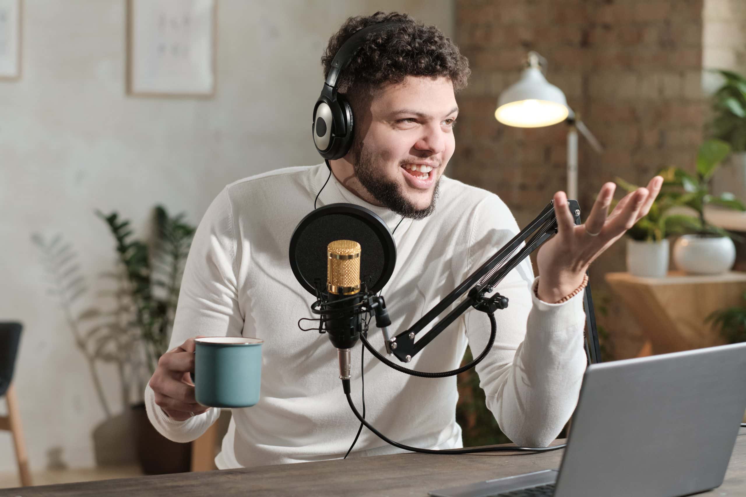podcast host recording episode 